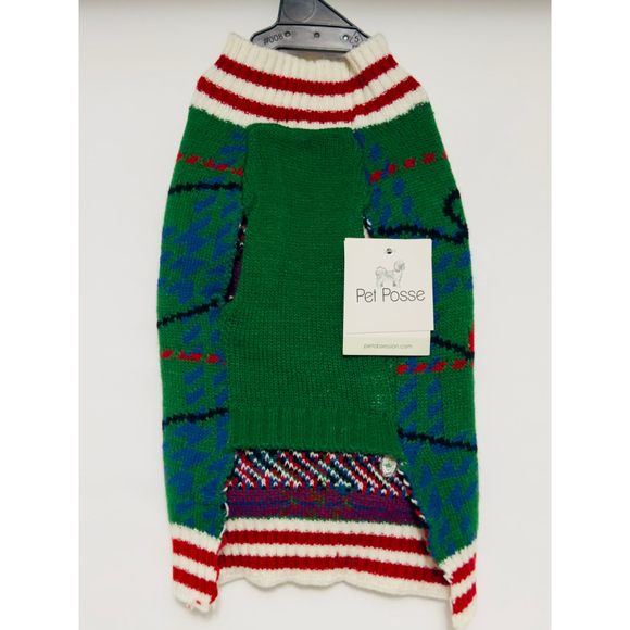 Unisex NWT Dog Cat PET POSSE Dog CHRISTMAS Sweater Size SM Green Red Candy Canes - Picture 3 of 3